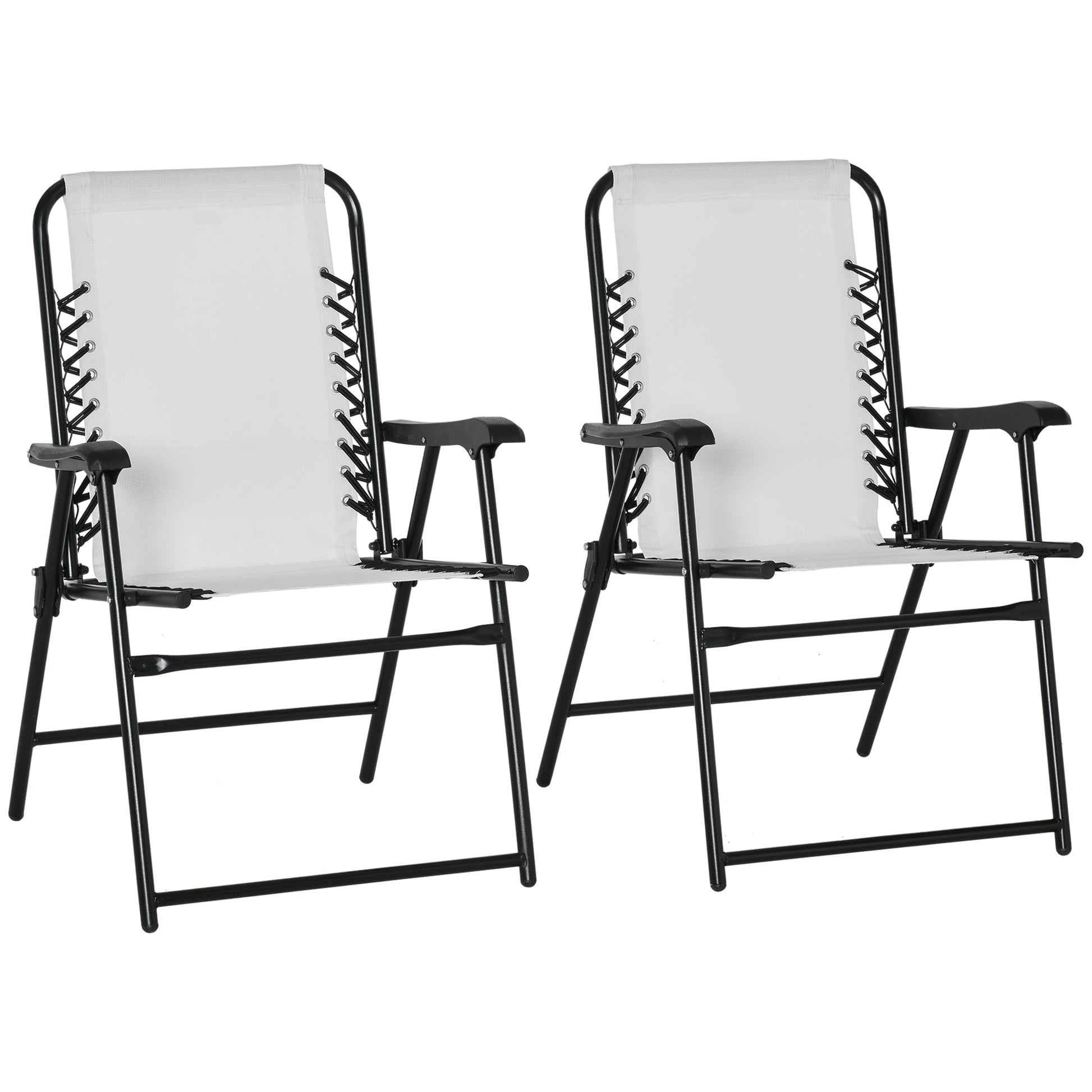 2 Pieces Outdoor Folding Patio Chair Set, Portable Capimg Chairs with Armrest for Garden, Patio, Pool, Beach, White Patio Chairs White  at Gallery Canada