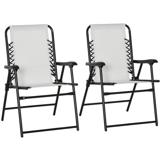 2 Pieces Outdoor Folding Patio Chair Set, Portable Capimg Chairs with Armrest for Garden, Patio, Pool, Beach, White - Gallery Canada