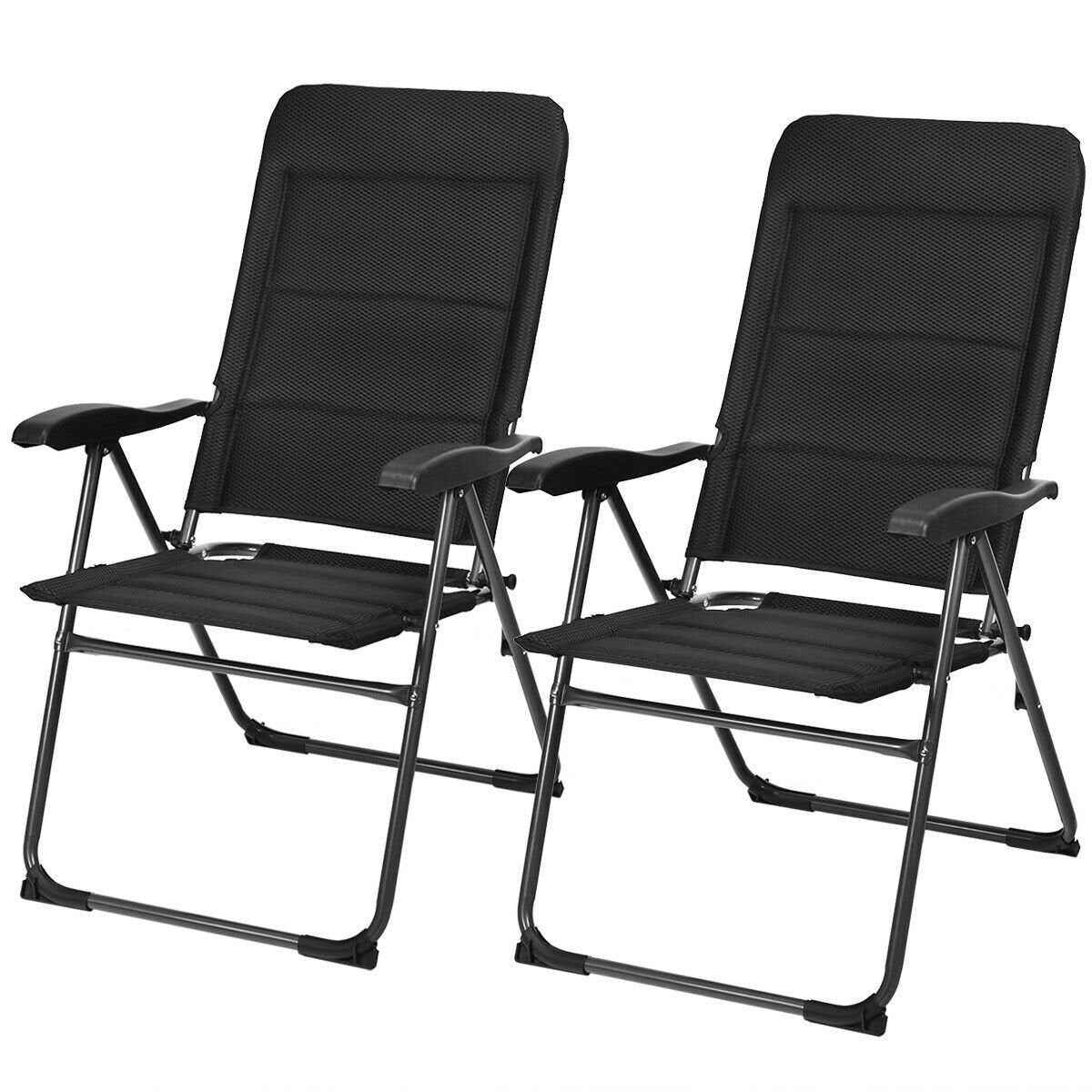 2 Pieces Outdoor Folding Patio Chairs with Adjustable Backrests for Bistro and Backyard, Black Beach & Lawn Chairs   at Gallery Canada