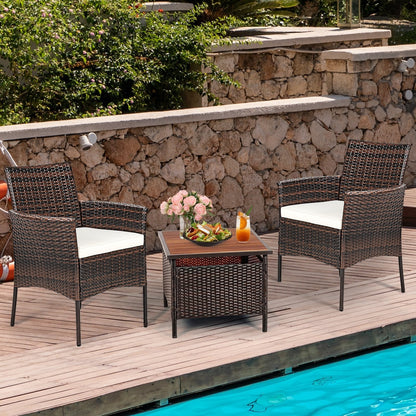 2 Pieces Outdoor PE Rattan Armchairs with Removable Cushions, Brown Patio Dining Chairs   at Gallery Canada