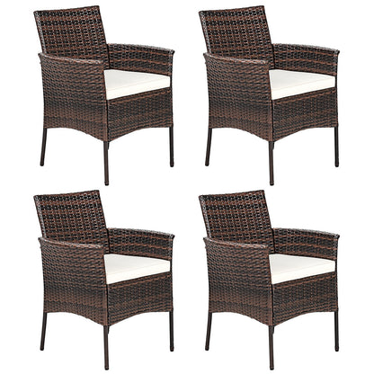 2 Pieces Outdoor PE Rattan Armchairs with Removable Cushions, Brown Patio Dining Chairs   at Gallery Canada