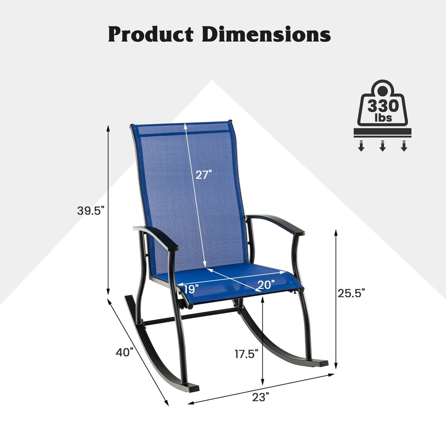 2 Pieces Outdoor Rocking Chairs with Breathable Backrest, Navy Patio Rocking Chairs & Gliders   at Gallery Canada