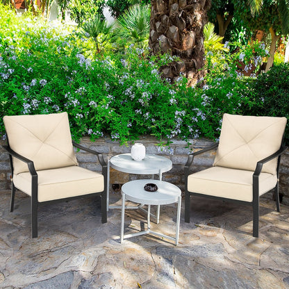 2 Pieces Patio Dining Set with Padded Cushions Armrest Steel Frame, Beige Patio Dining Chairs   at Gallery Canada