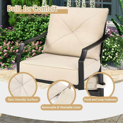 2 Pieces Patio Dining Set with Padded Cushions Armrest Steel Frame, Beige Patio Dining Chairs   at Gallery Canada