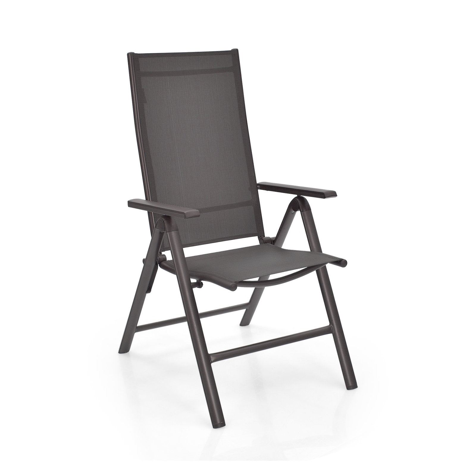 2 Pieces Patio Folding Dining Chairs Aluminium Adjustable Back, Gray Patio Dining Chairs   at Gallery Canada