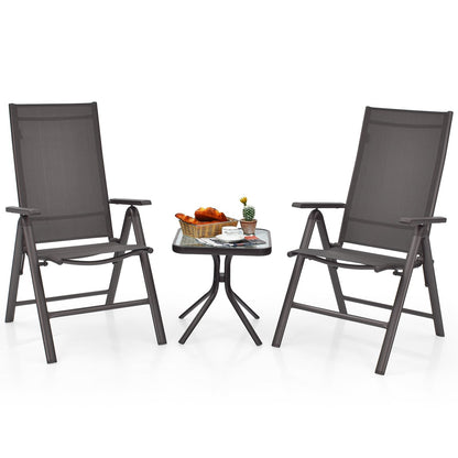 2 Pieces Patio Folding Dining Chairs Aluminium Adjustable Back, Gray Patio Dining Chairs   at Gallery Canada