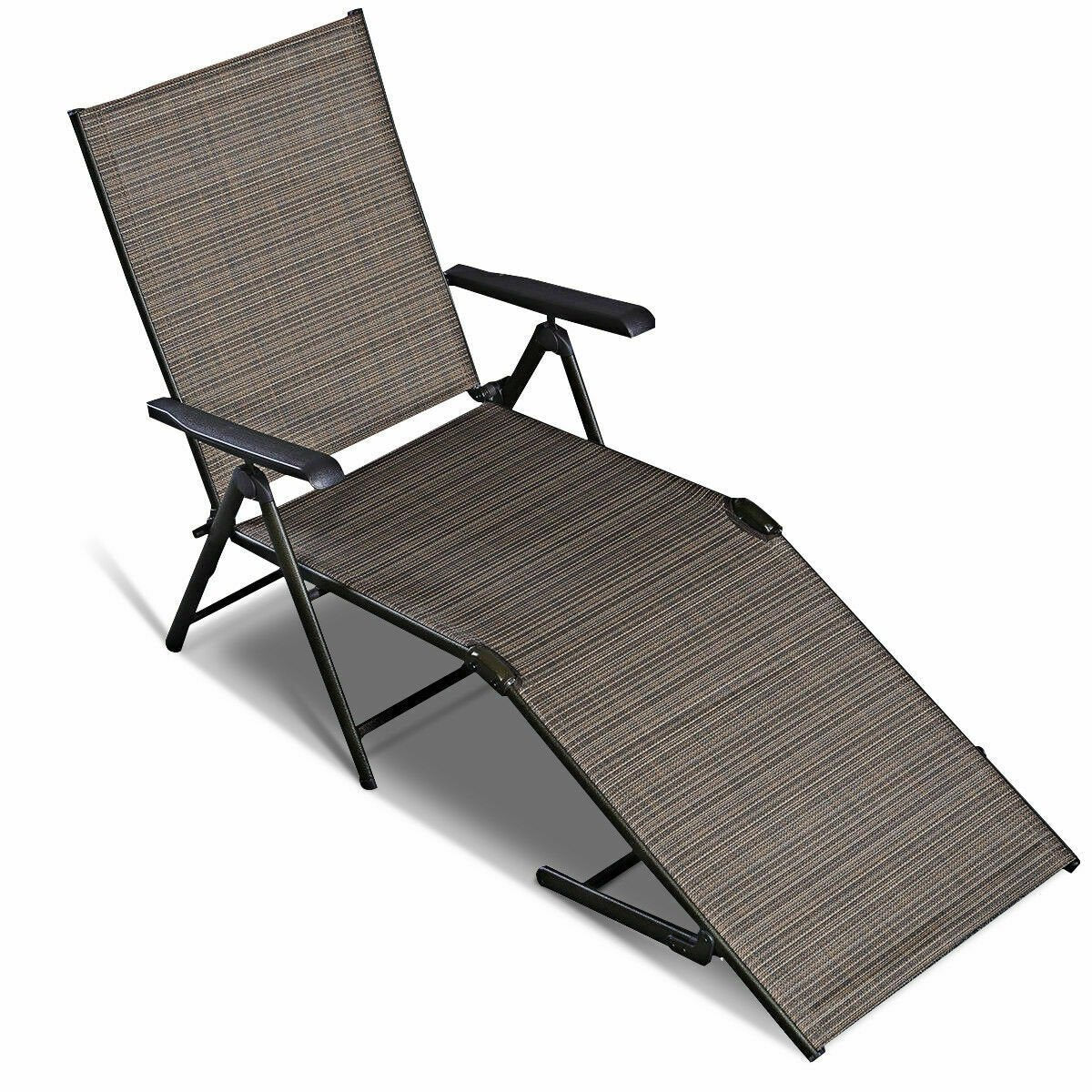 2 Pieces Patio Furniture Adjustable Pool Chaise Lounge Chair Outdoor Recliner, Tan Outdoor Chaise Lounges   at Gallery Canada