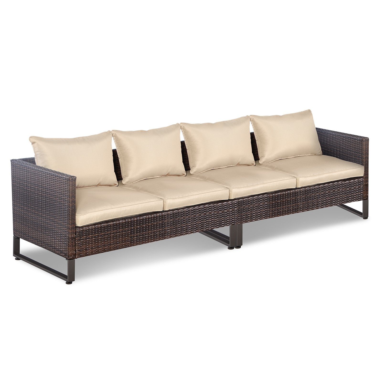 2 Pieces Patio Furniture Sofa Set with Cushions and Sofa Clips, Brown Outdoor Sectionals   at Gallery Canada