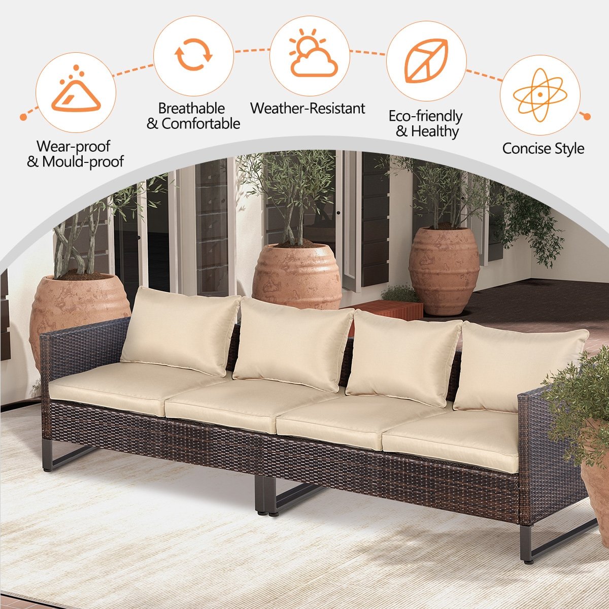 2 Pieces Patio Furniture Sofa Set with Cushions and Sofa Clips, Brown Outdoor Sectionals   at Gallery Canada