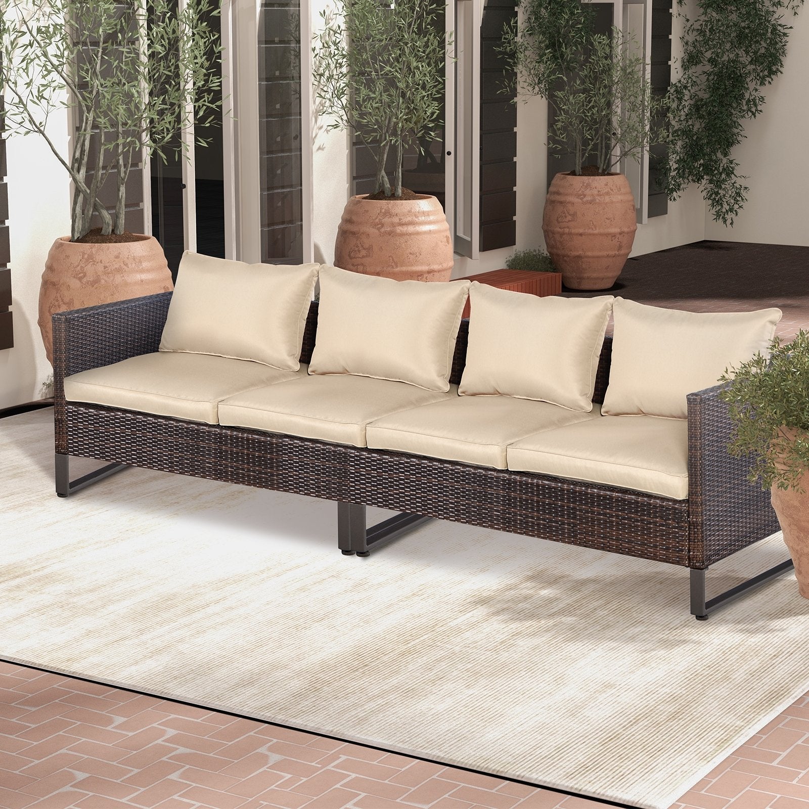 2 Pieces Patio Furniture Sofa Set with Cushions and Sofa Clips, Brown Outdoor Sectionals   at Gallery Canada