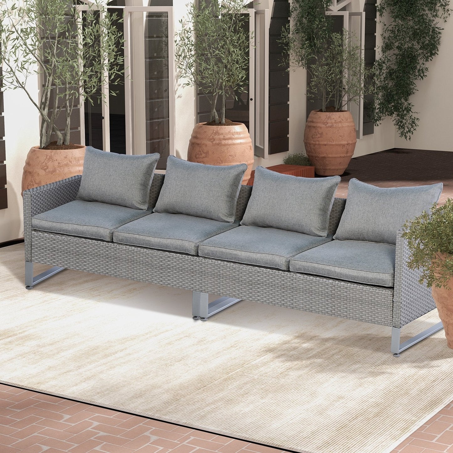 2 Pieces Patio Furniture Sofa Set with Cushions and Sofa Clips, Gray Outdoor Sectionals   at Gallery Canada