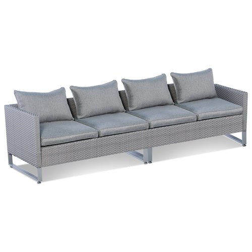 2 Pieces Patio Furniture Sofa Set with Cushions and Sofa Clips, Gray