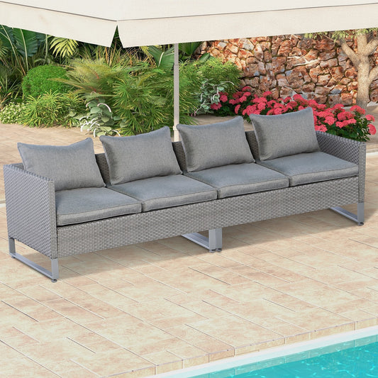 2 Pieces Patio Furniture Sofa Set with Cushions and Sofa Clips, Gray Outdoor Sectionals   at Gallery Canada