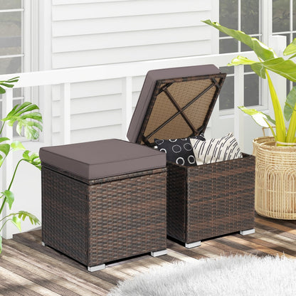 2 Pieces Patio Ottoman with Removable Cushions, Gray Outdoor Seating & Patio Chairs   at Gallery Canada