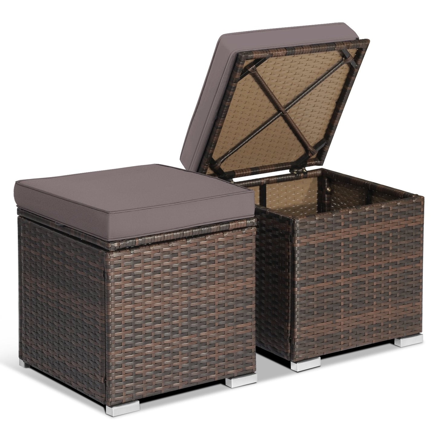 2 Pieces Patio Ottoman with Removable Cushions, Gray Outdoor Seating & Patio Chairs   at Gallery Canada