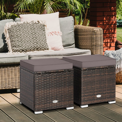 2 Pieces Patio Ottoman with Removable Cushions, Gray Outdoor Seating & Patio Chairs   at Gallery Canada