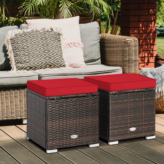 2 Pieces Patio Ottoman with Removable Cushions, Red Outdoor Seating & Patio Chairs   at Gallery Canada