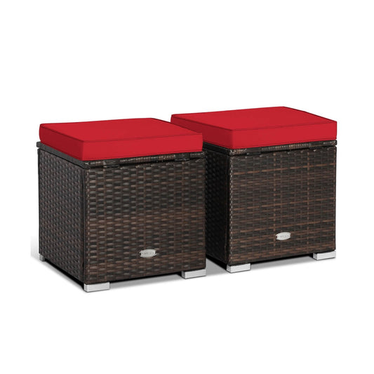 2 Pieces Patio Ottoman with Removable Cushions, Red Outdoor Seating & Patio Chairs   at Gallery Canada