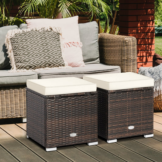 2 Pieces Patio Ottoman with Removable Cushions, White Outdoor Seating & Patio Chairs   at Gallery Canada