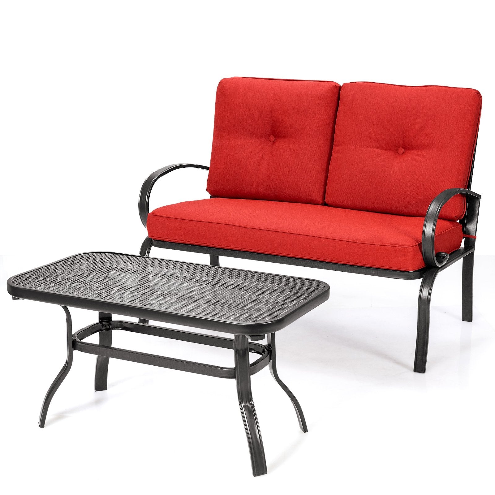 2 Pieces Patio Outdoor Cushioned Coffee Table Seat, Red Patio Conversation Sets   at Gallery Canada