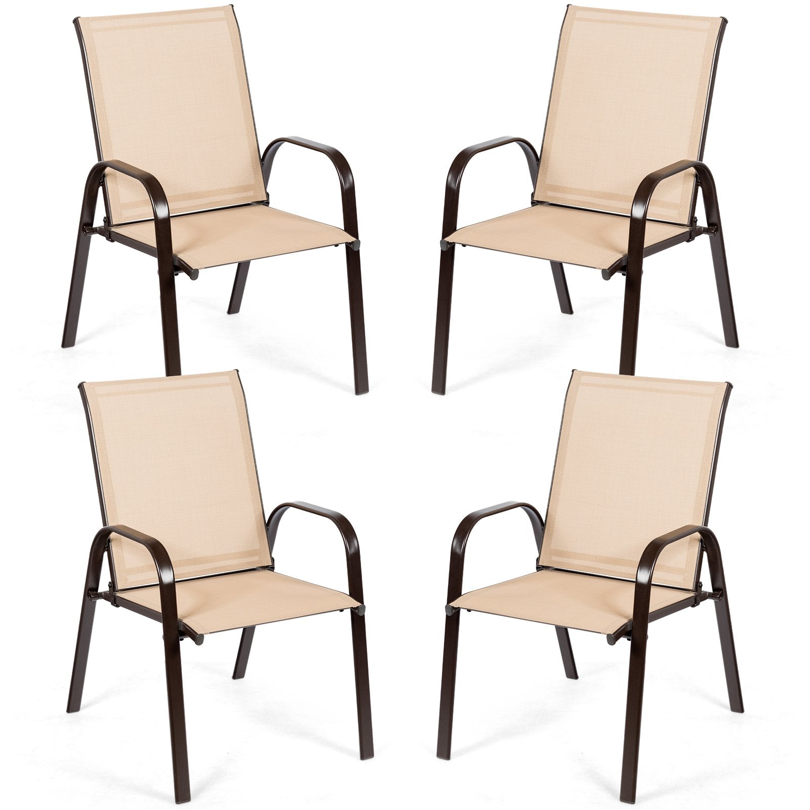 2 Pieces Patio Outdoor Dining Chair with Armrest, Beige Patio Dining Chairs   at Gallery Canada