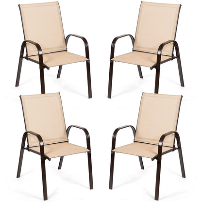 2 Pieces Patio Outdoor Dining Chair with Armrest, Beige Patio Dining Chairs   at Gallery Canada