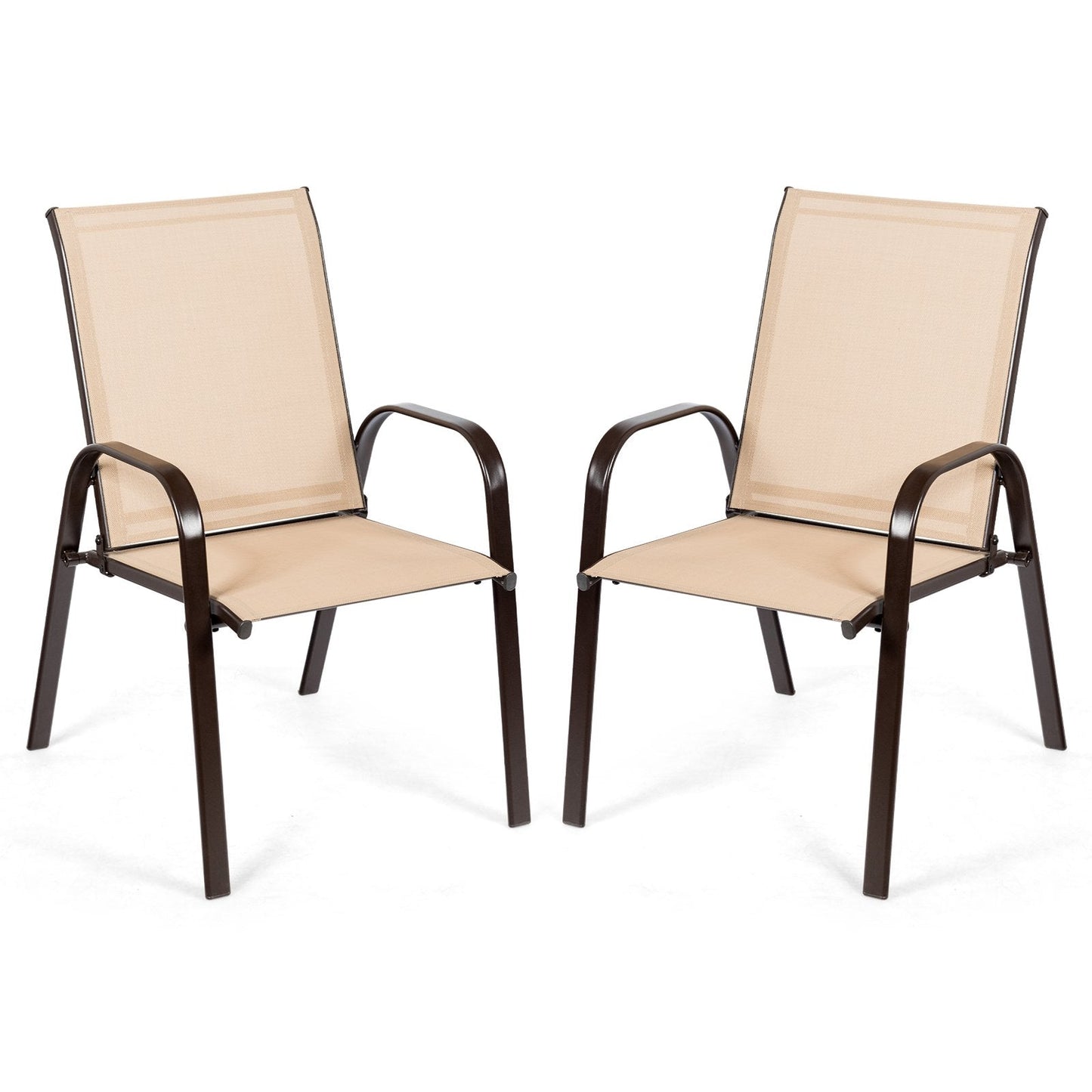 2 Pieces Patio Outdoor Dining Chair with Armrest, Beige Patio Dining Chairs   at Gallery Canada