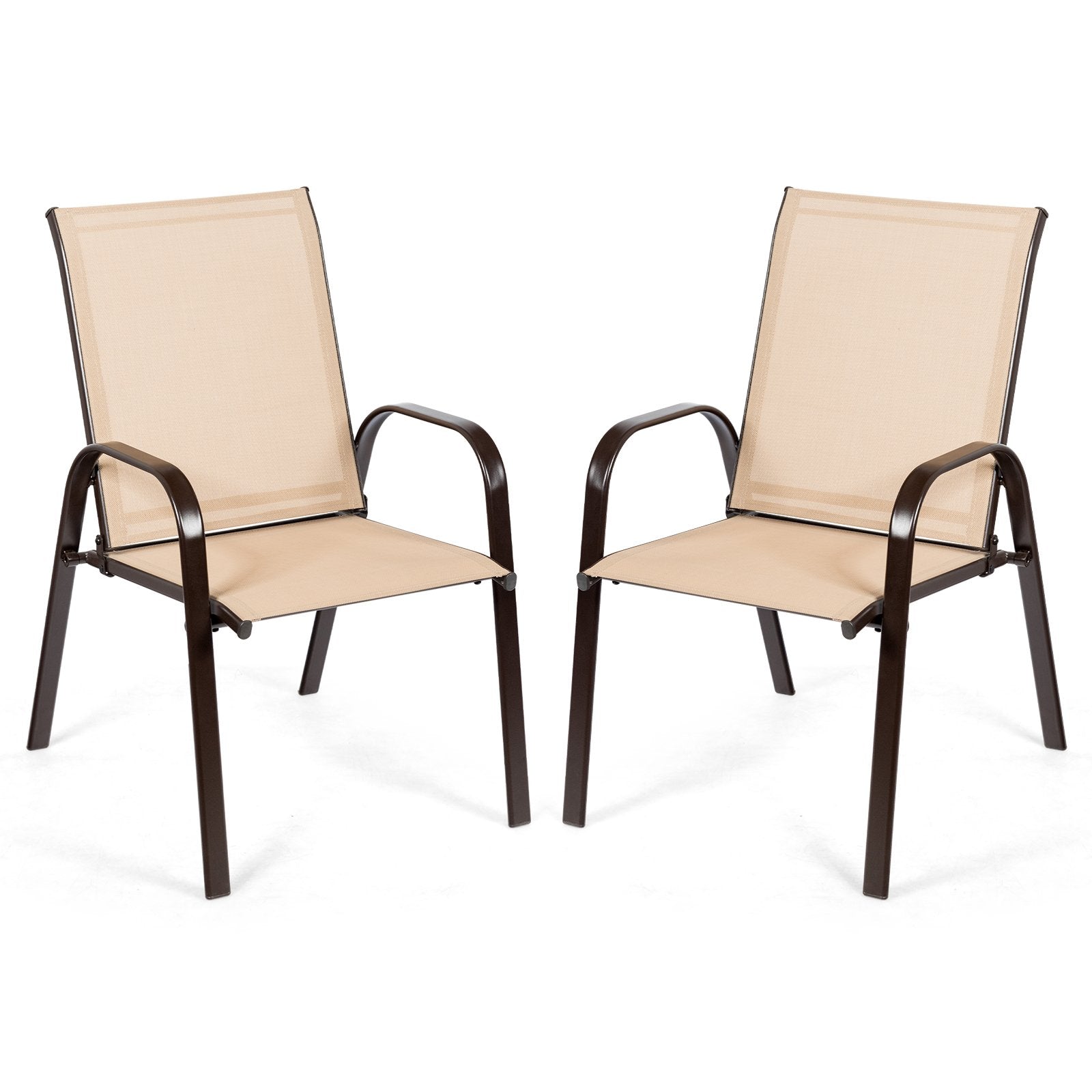 2 Pieces Patio Outdoor Dining Chair with Armrest, Beige Patio Dining Chairs   at Gallery Canada