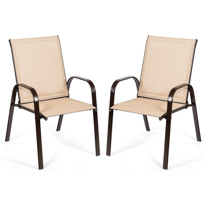 2 Pieces Patio Outdoor Dining Chair with Armrest, Beige Patio Dining Chairs   at Gallery Canada