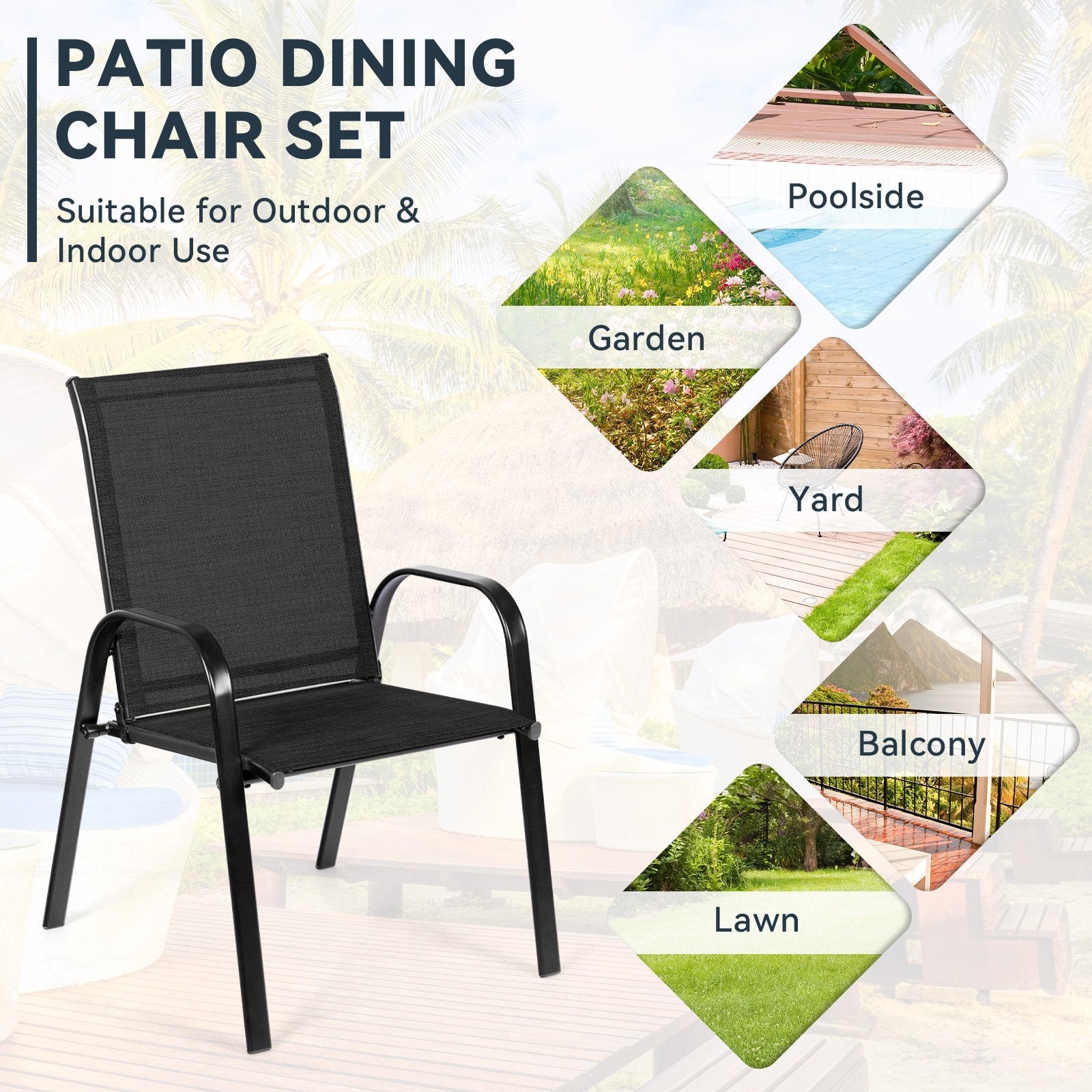 2 Pieces Patio Outdoor Dining Chair with Armrest, Black Patio Dining Chairs   at Gallery Canada