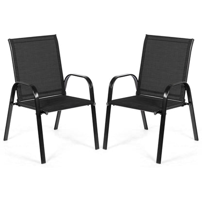 2 Pieces Patio Outdoor Dining Chair with Armrest, Black Patio Dining Chairs   at Gallery Canada