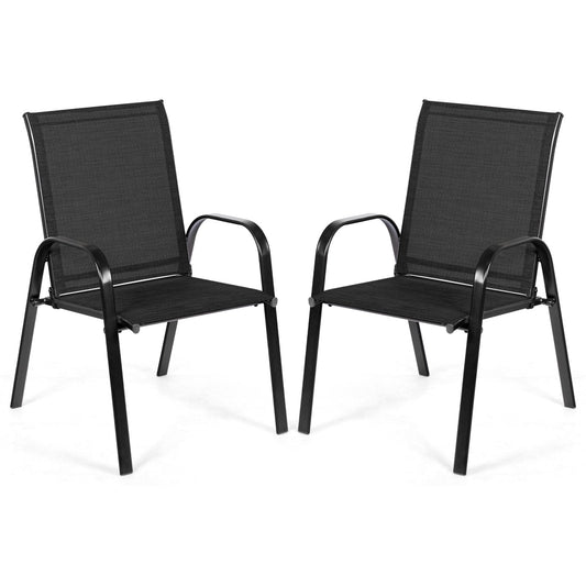 2 Pieces Patio Outdoor Dining Chair with Armrest, Black Patio Dining Chairs   at Gallery Canada