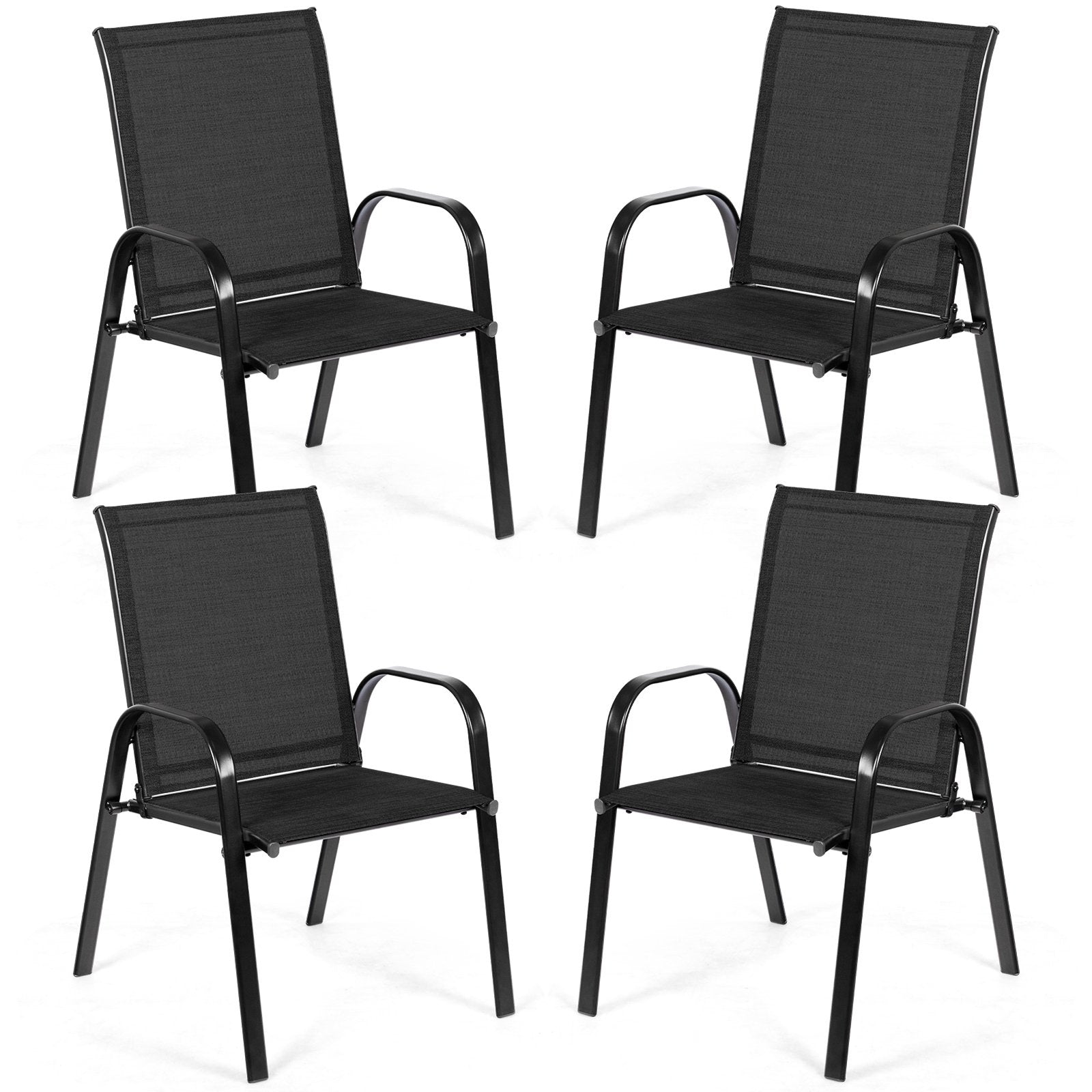 2 Pieces Patio Outdoor Dining Chair with Armrest, Black Patio Dining Chairs   at Gallery Canada