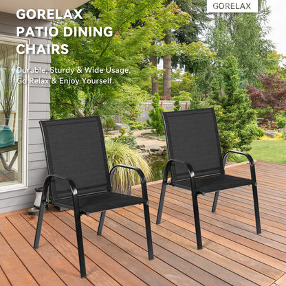 2 Pieces Patio Outdoor Dining Chair with Armrest, Black Patio Dining Chairs   at Gallery Canada