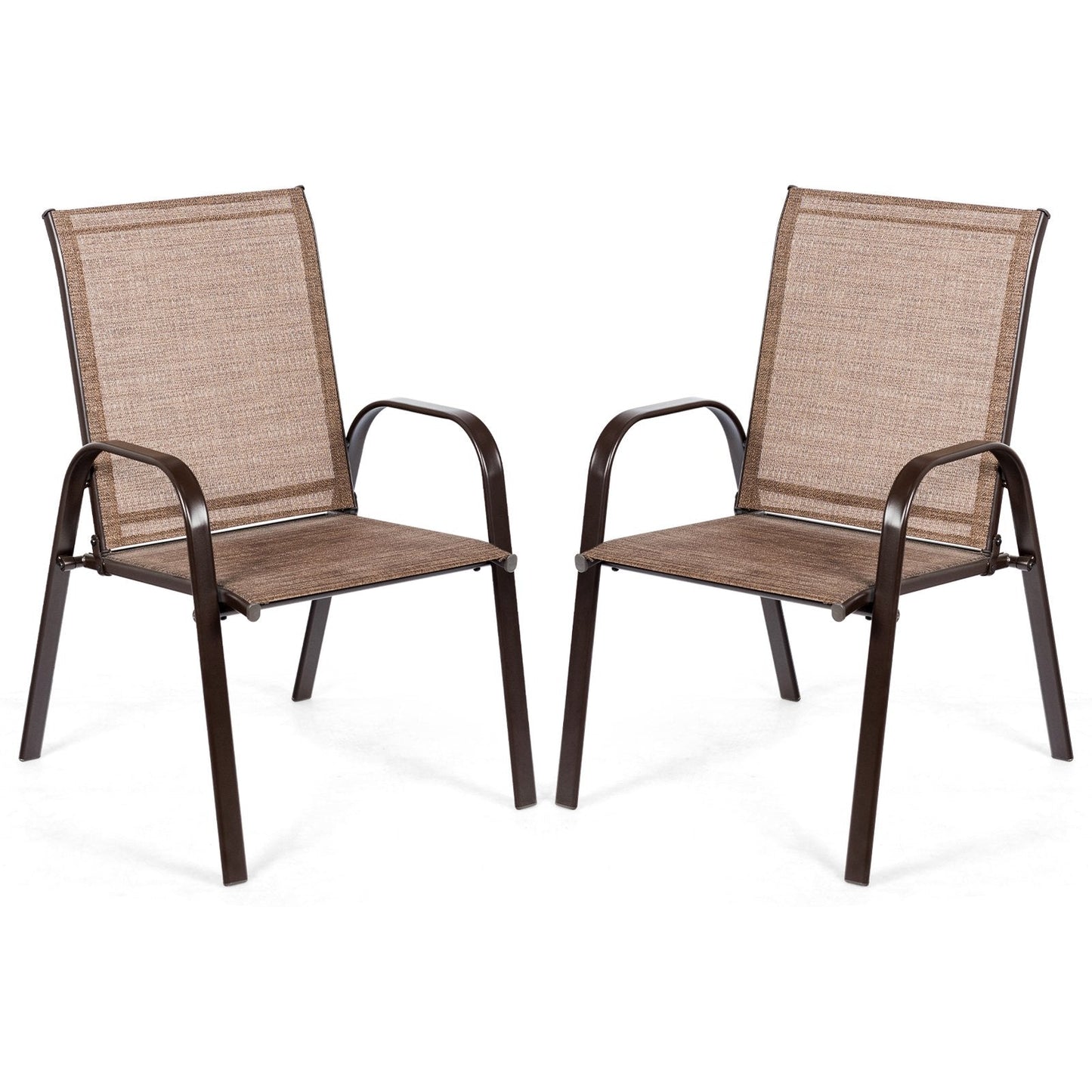 2 Pieces Patio Outdoor Dining Chair with Armrest, Brown Patio Dining Chairs   at Gallery Canada