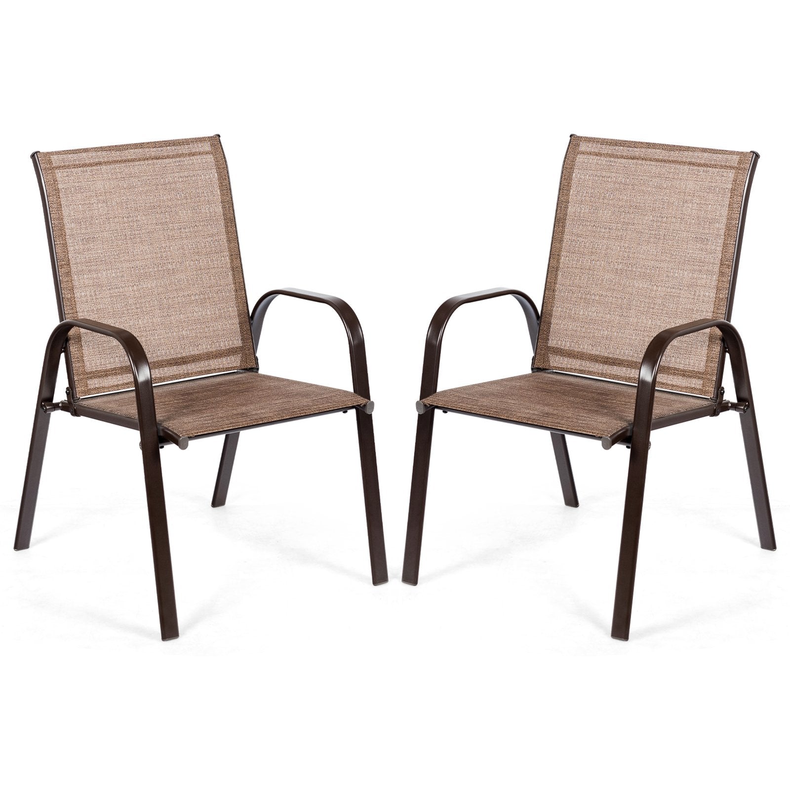 2 Pieces Patio Outdoor Dining Chair with Armrest, Brown Patio Dining Chairs   at Gallery Canada