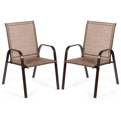 2 Pieces Patio Outdoor Dining Chair with Armrest, Brown Patio Dining Chairs   at Gallery Canada