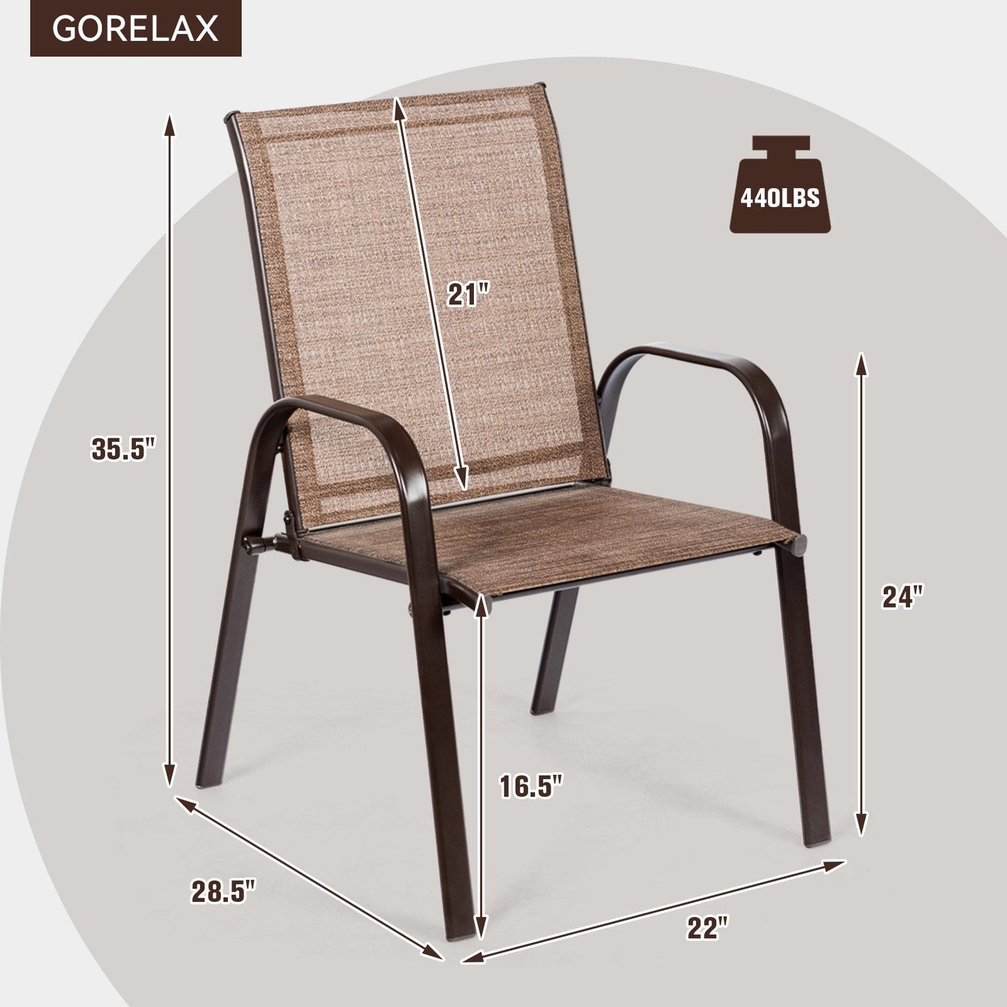 2 Pieces Patio Outdoor Dining Chair with Armrest, Brown Patio Dining Chairs   at Gallery Canada