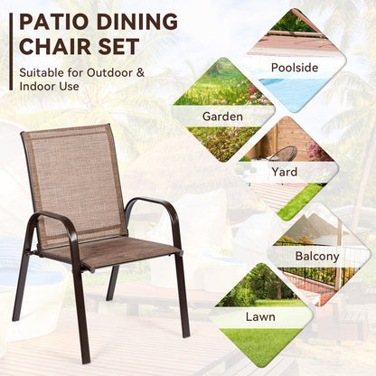 2 Pieces Patio Outdoor Dining Chair with Armrest, Brown Patio Dining Chairs   at Gallery Canada