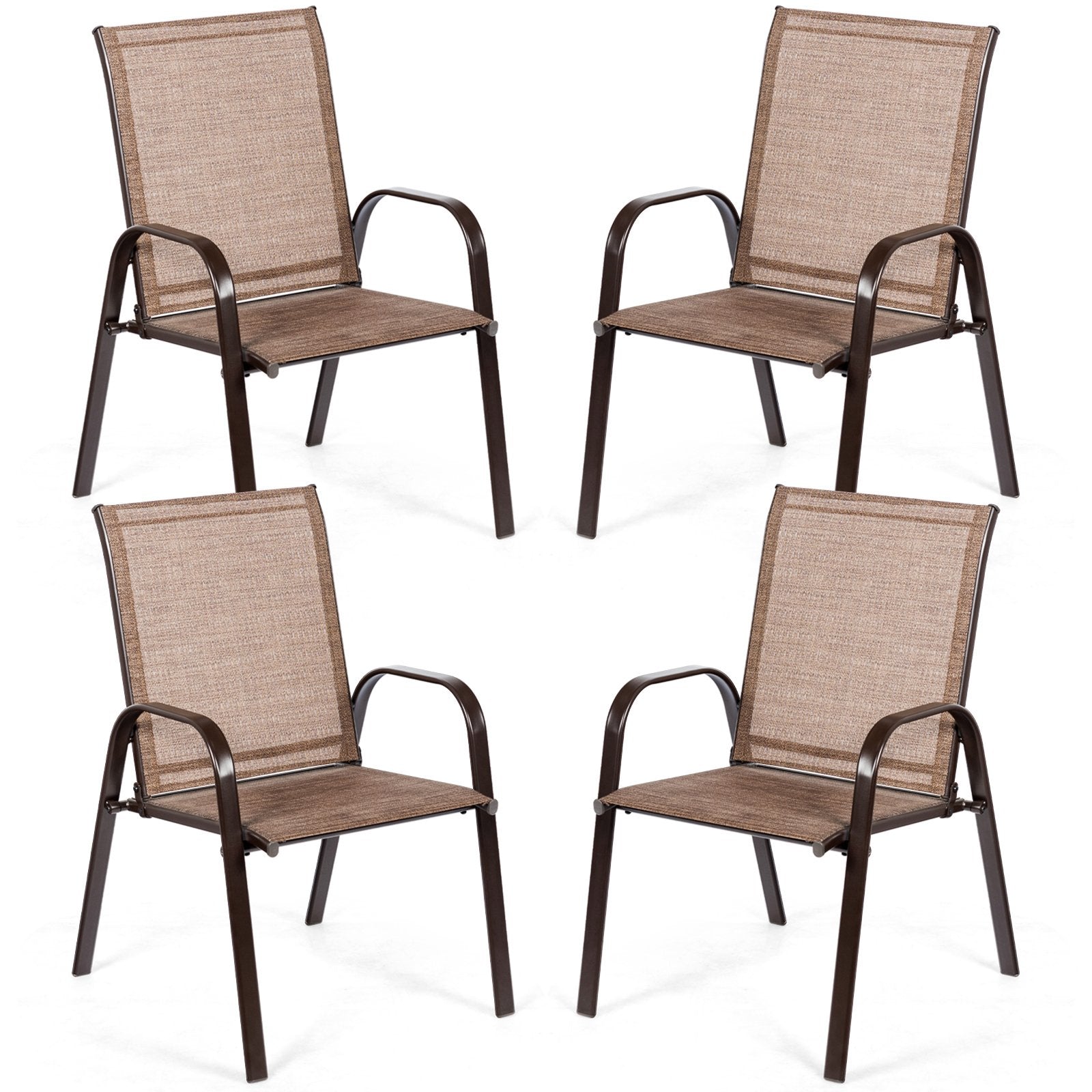 2 Pieces Patio Outdoor Dining Chair with Armrest, Brown Patio Dining Chairs   at Gallery Canada