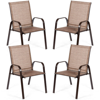 2 Pieces Patio Outdoor Dining Chair with Armrest, Brown Patio Dining Chairs   at Gallery Canada