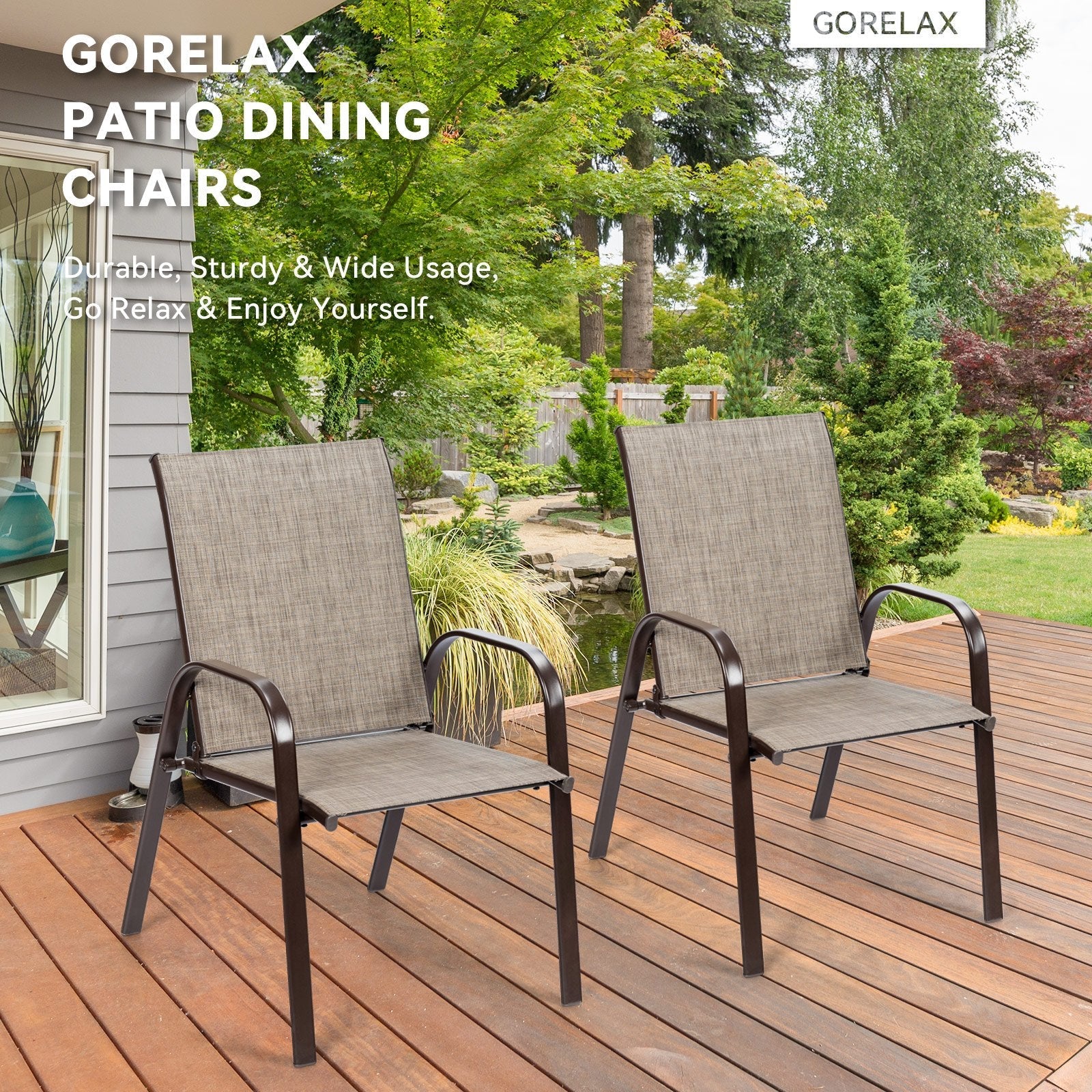 2 Pieces Patio Outdoor Dining Chair with Armrest, Gray Patio Dining Chairs   at Gallery Canada