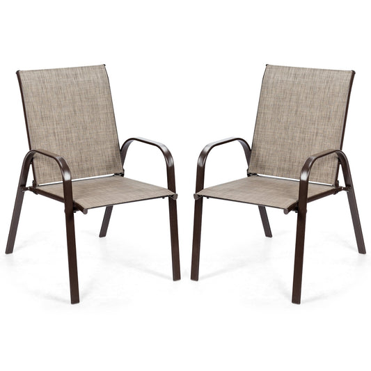 2 Pieces Patio Outdoor Dining Chair with Armrest, Gray Patio Dining Chairs   at Gallery Canada