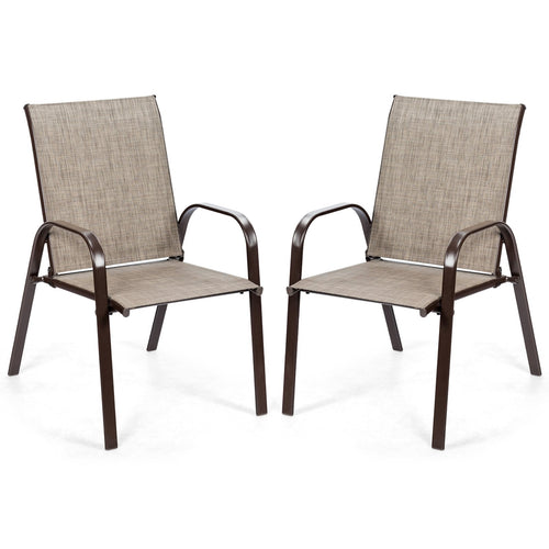 2 Pieces Patio Outdoor Dining Chair with Armrest, Gray