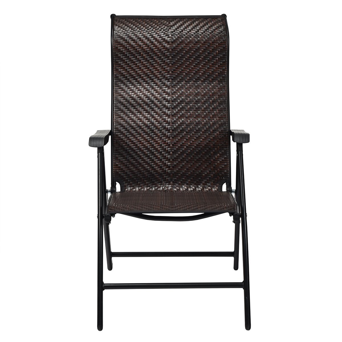 2 Pieces Patio Rattan Folding Reclining Chair, Brown Patio Dining Chairs   at Gallery Canada