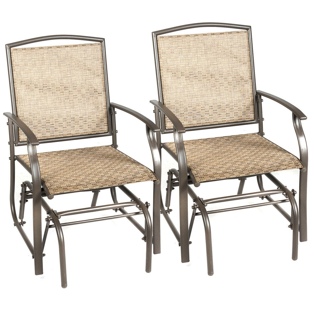 2 Pieces Patio Swing Single Glider Chair Rocking Seating, Natural Patio Rocking Chairs & Gliders   at Gallery Canada