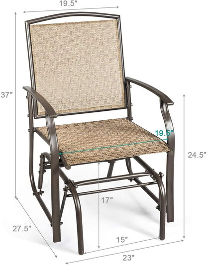 2 Pieces Patio Swing Single Glider Chair Rocking Seating, Natural Patio Rocking Chairs & Gliders   at Gallery Canada