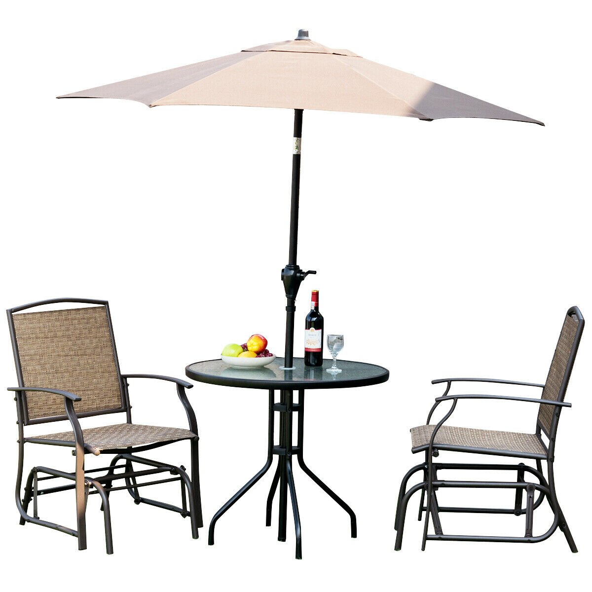 2 Pieces Patio Swing Single Glider Chair Rocking Seating, Natural Patio Rocking Chairs & Gliders   at Gallery Canada