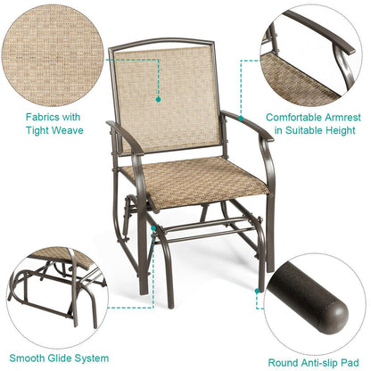 2 Pieces Patio Swing Single Glider Chair Rocking Seating, Natural Patio Rocking Chairs & Gliders   at Gallery Canada