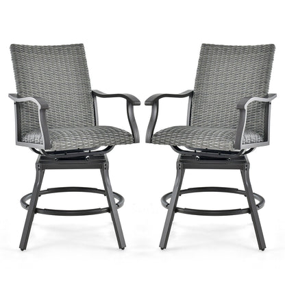 2 Pieces Patio Swivel Bar Chair Set with Quick Dry 4D Air Fiber Cushion, Black Patio Bar Furniture   at Gallery Canada